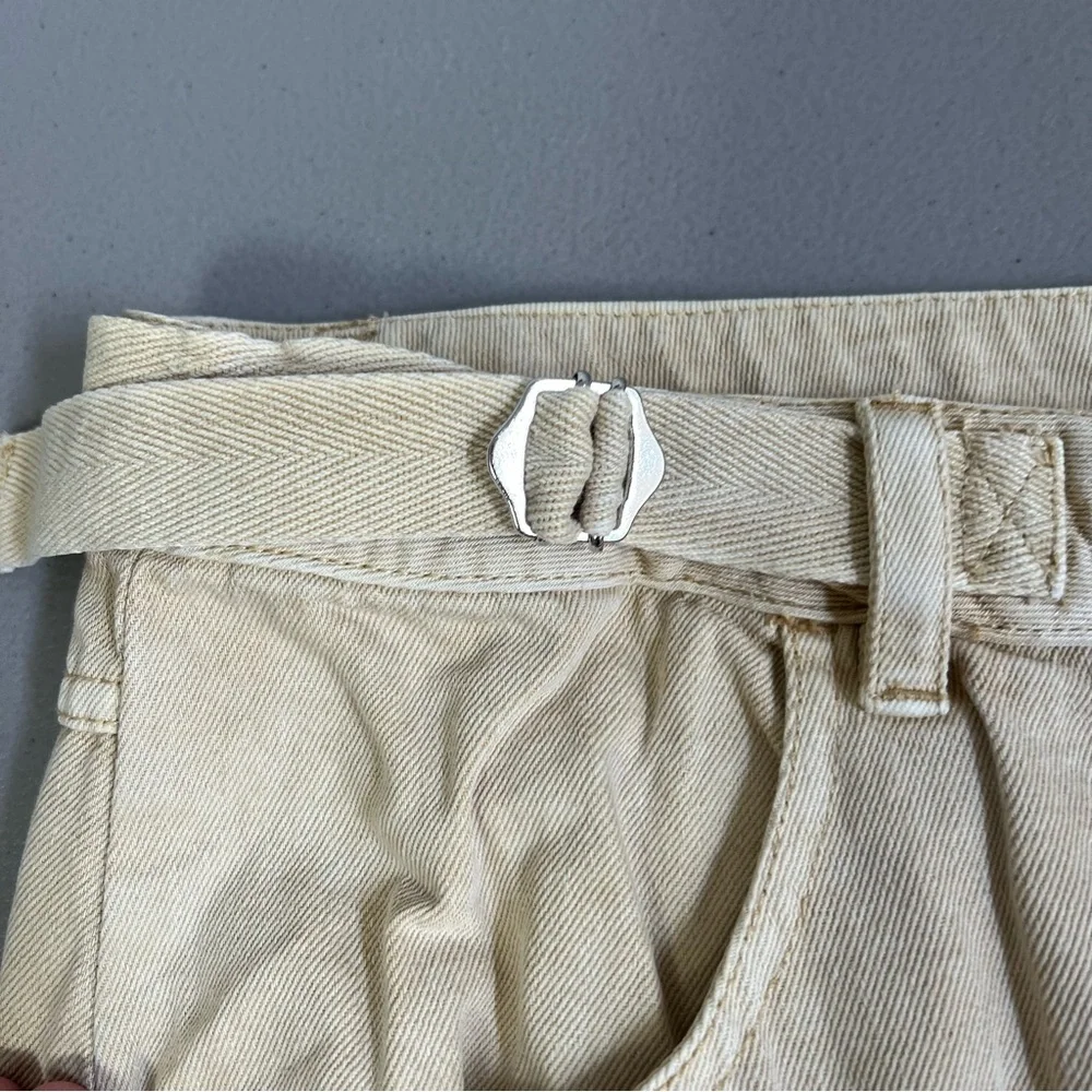 Steve Madden Cargo Mini Skirt Large Tan Utility Gorpcore Streetwear Denim